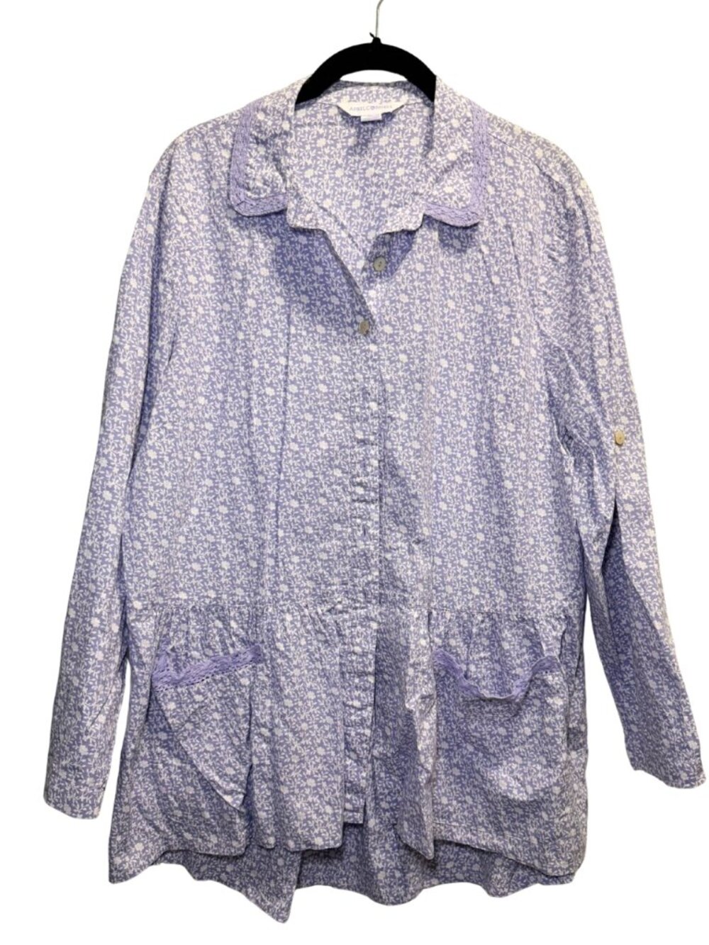 April Cornell Lavender Floral Tunic Blouse XL